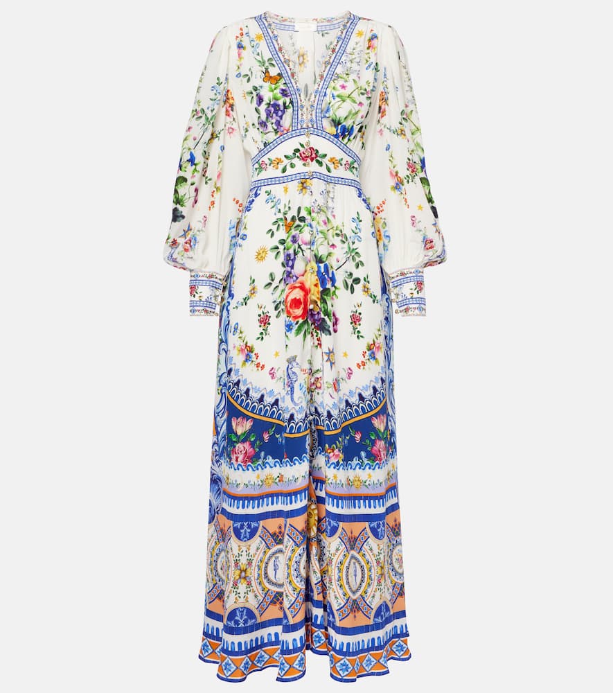 Printed silk crêpe maxi dress