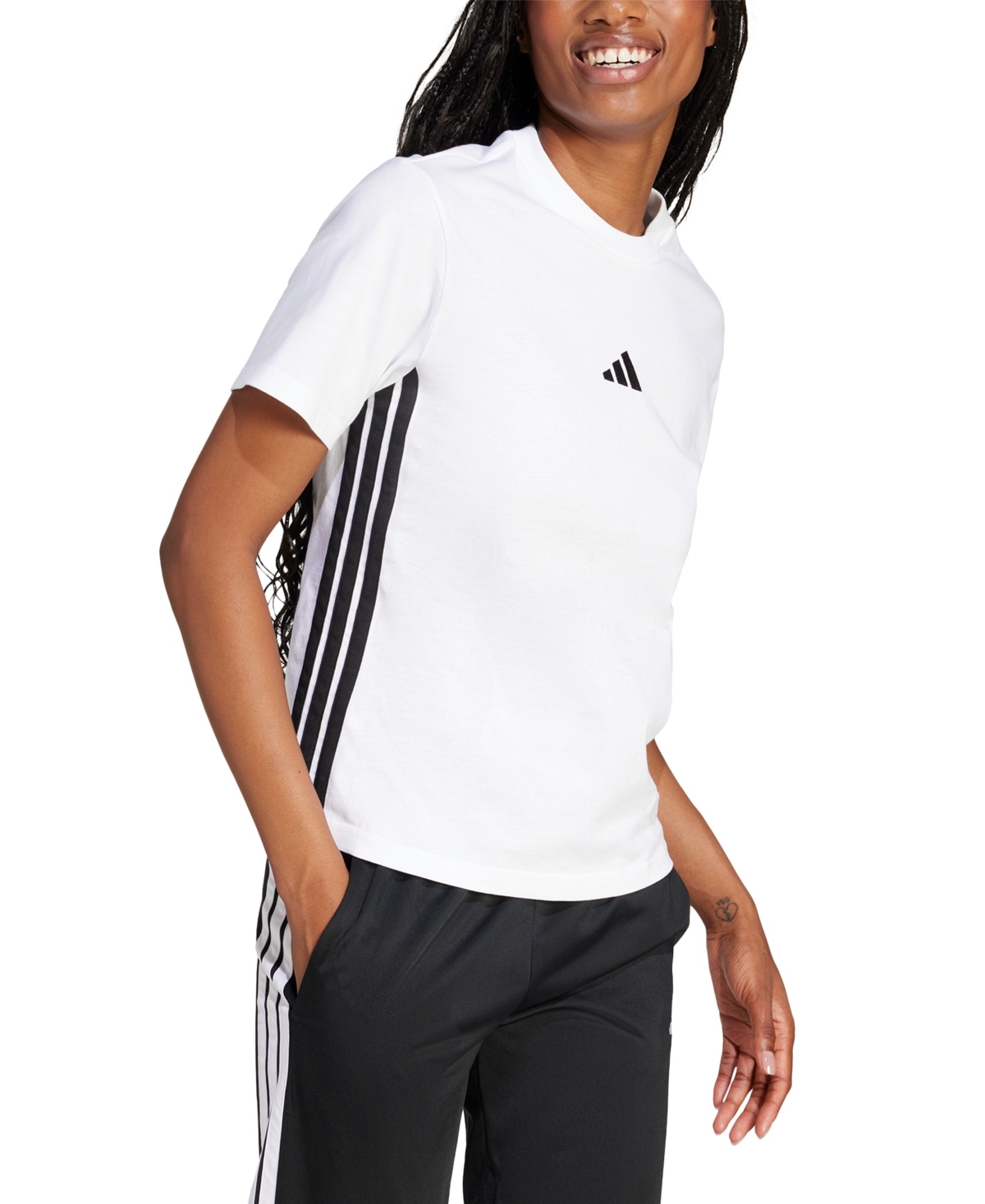 Women's Essentials 3-Stripes Cotton T-Shirt - White/black