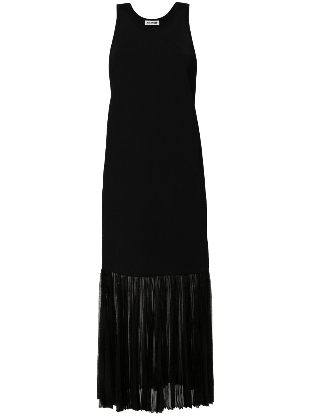 Plissé-detailed knitted maxi dress - Black