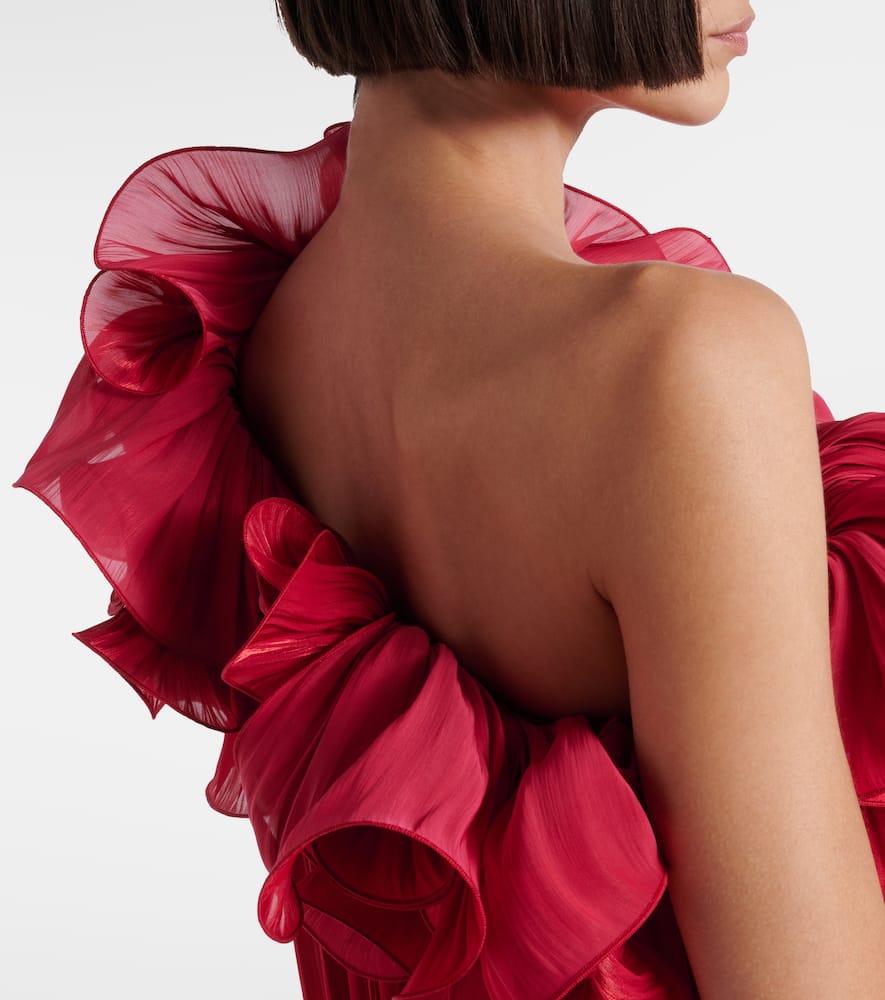 Charmain ruffled georgette lamé gown
