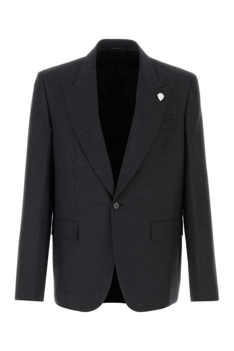 Grey Notched Lapel Blazer