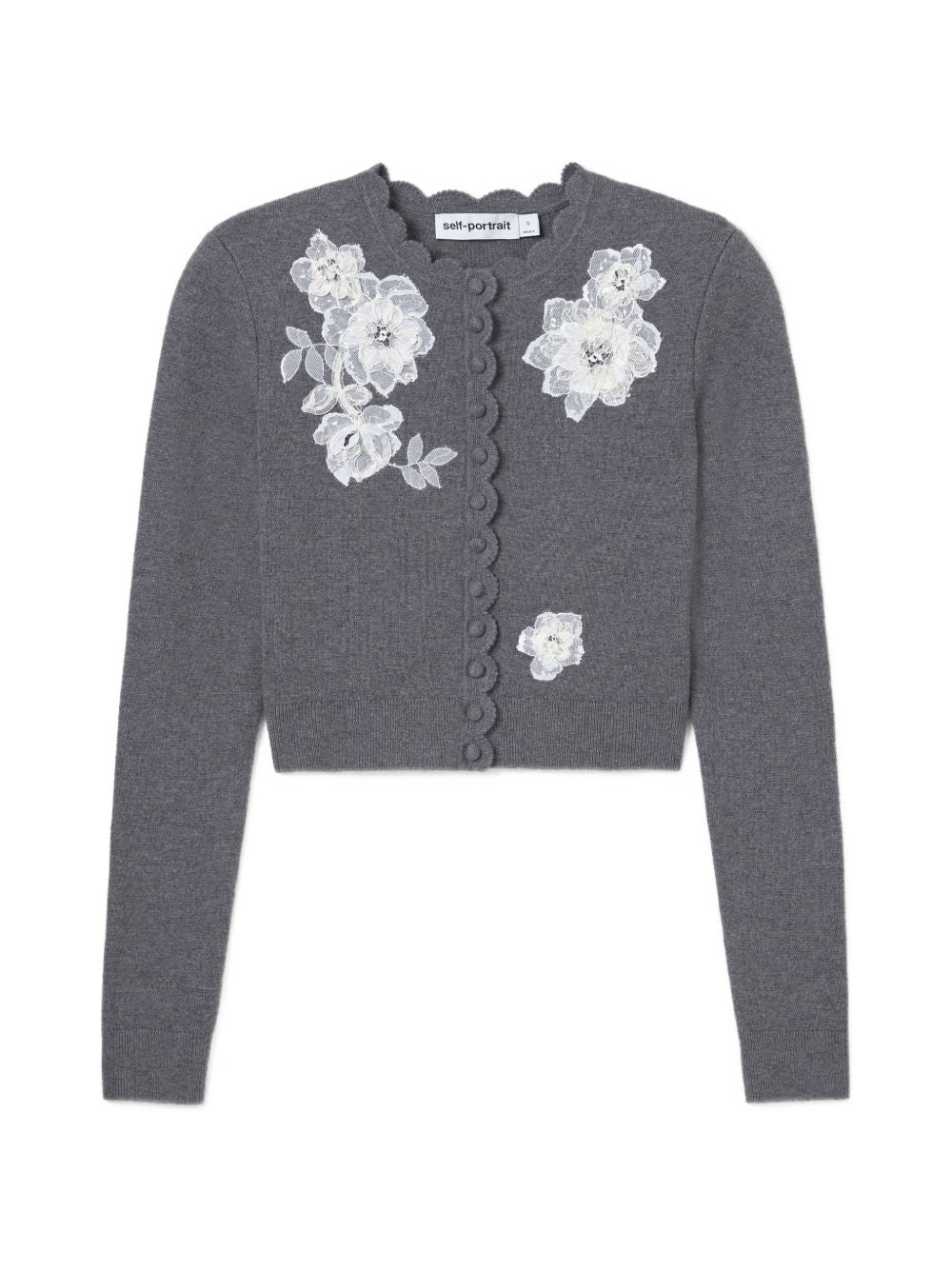 Lace-Embellished Cardigan — Charcoal