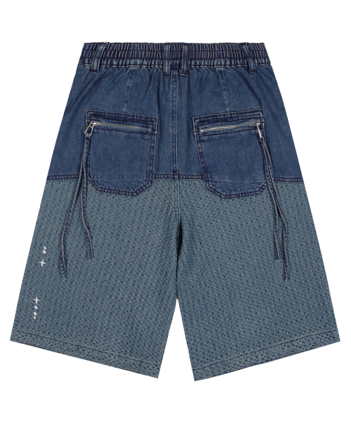 XP282 Square Jacquard Bermuda Denim Pants