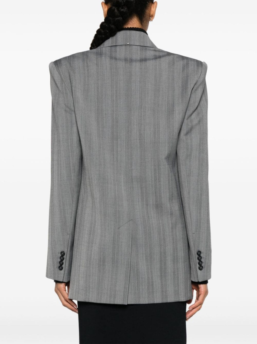 Striped Double-breasted Long-sleeved Jacket