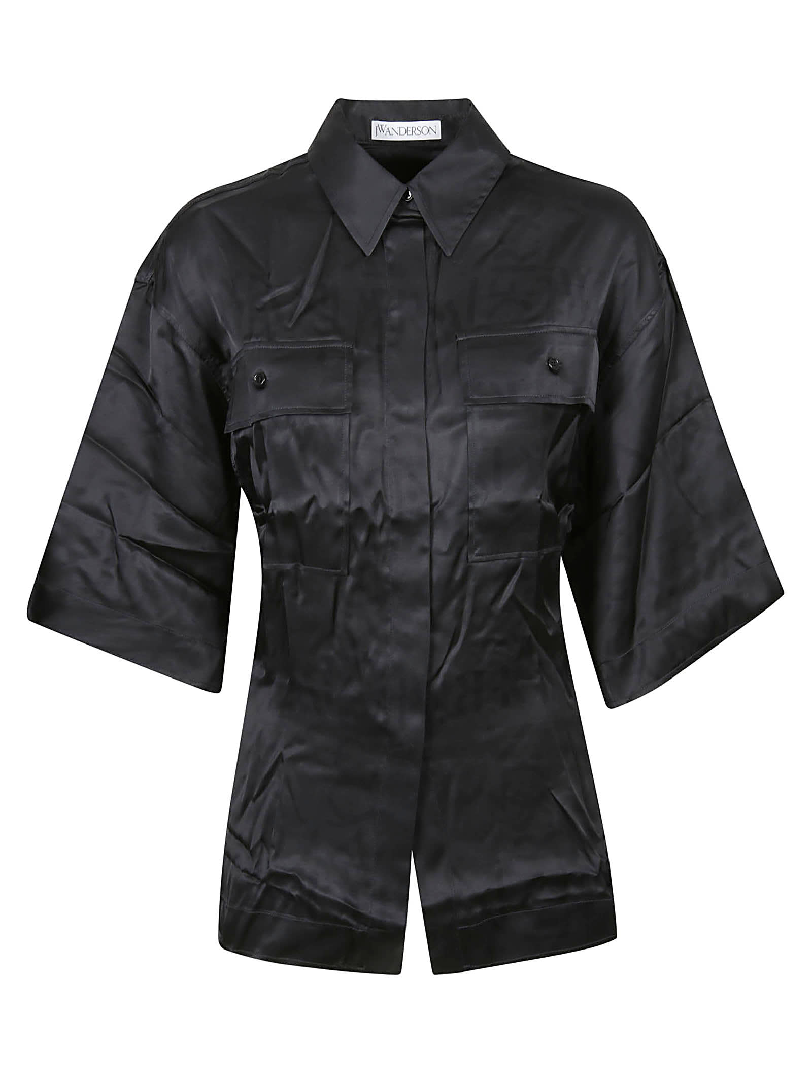 Logo-print drawstring shirt