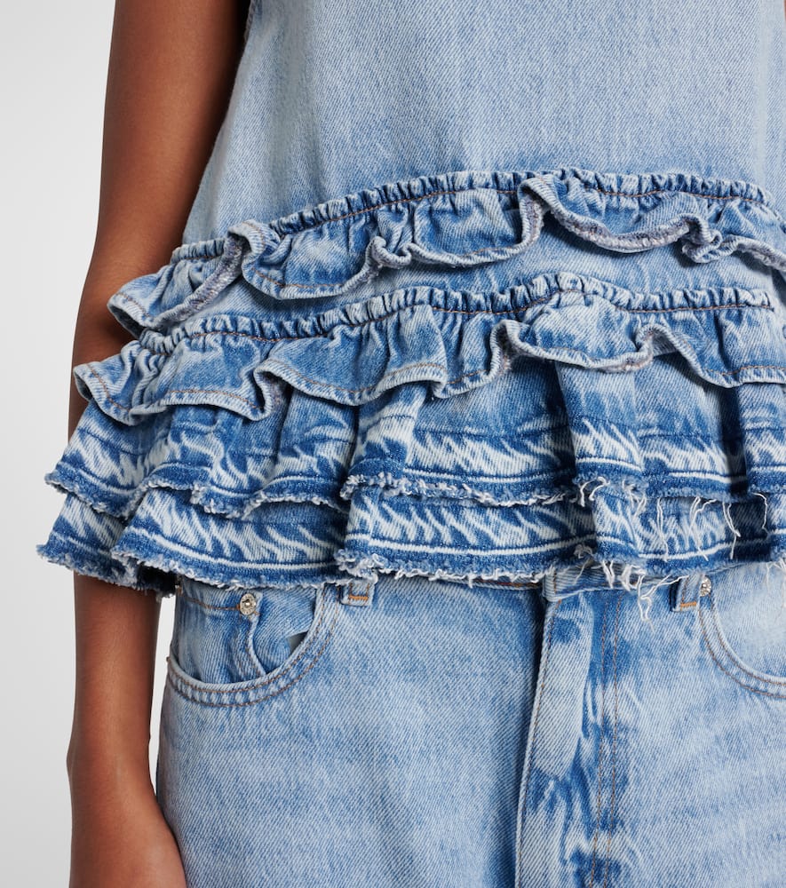 Ruffled denim top