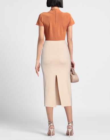 Woman Midi skirt Beige Size L Viscose, Polyester