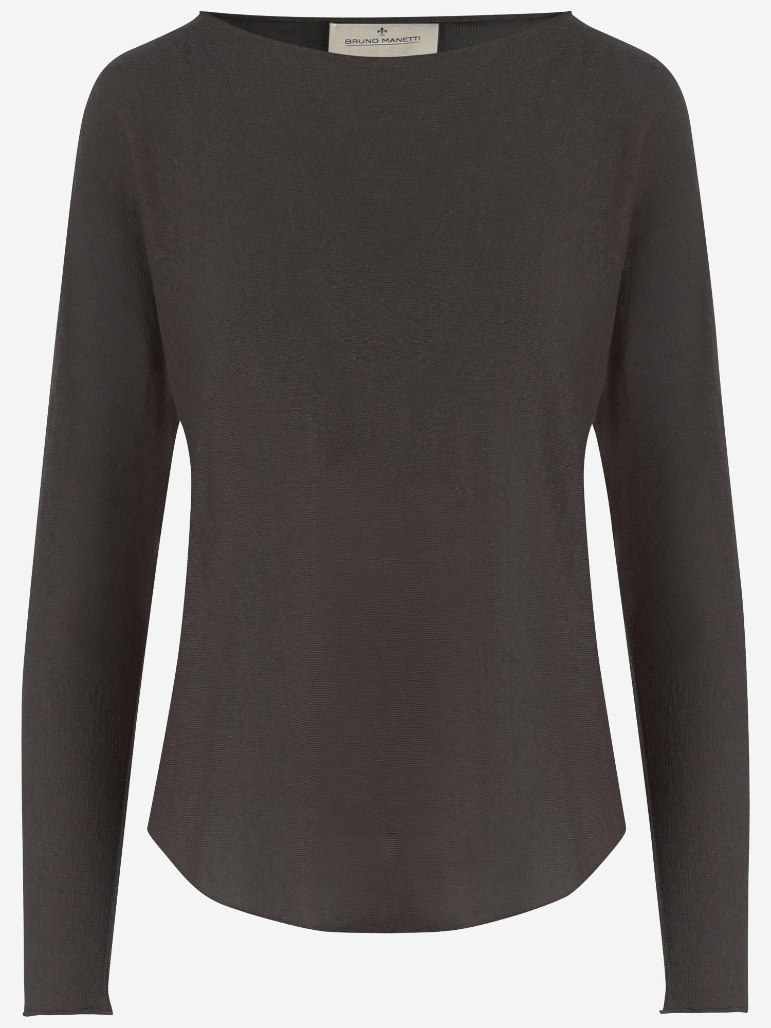 Linen-Cotton Blend Sweater — Brown