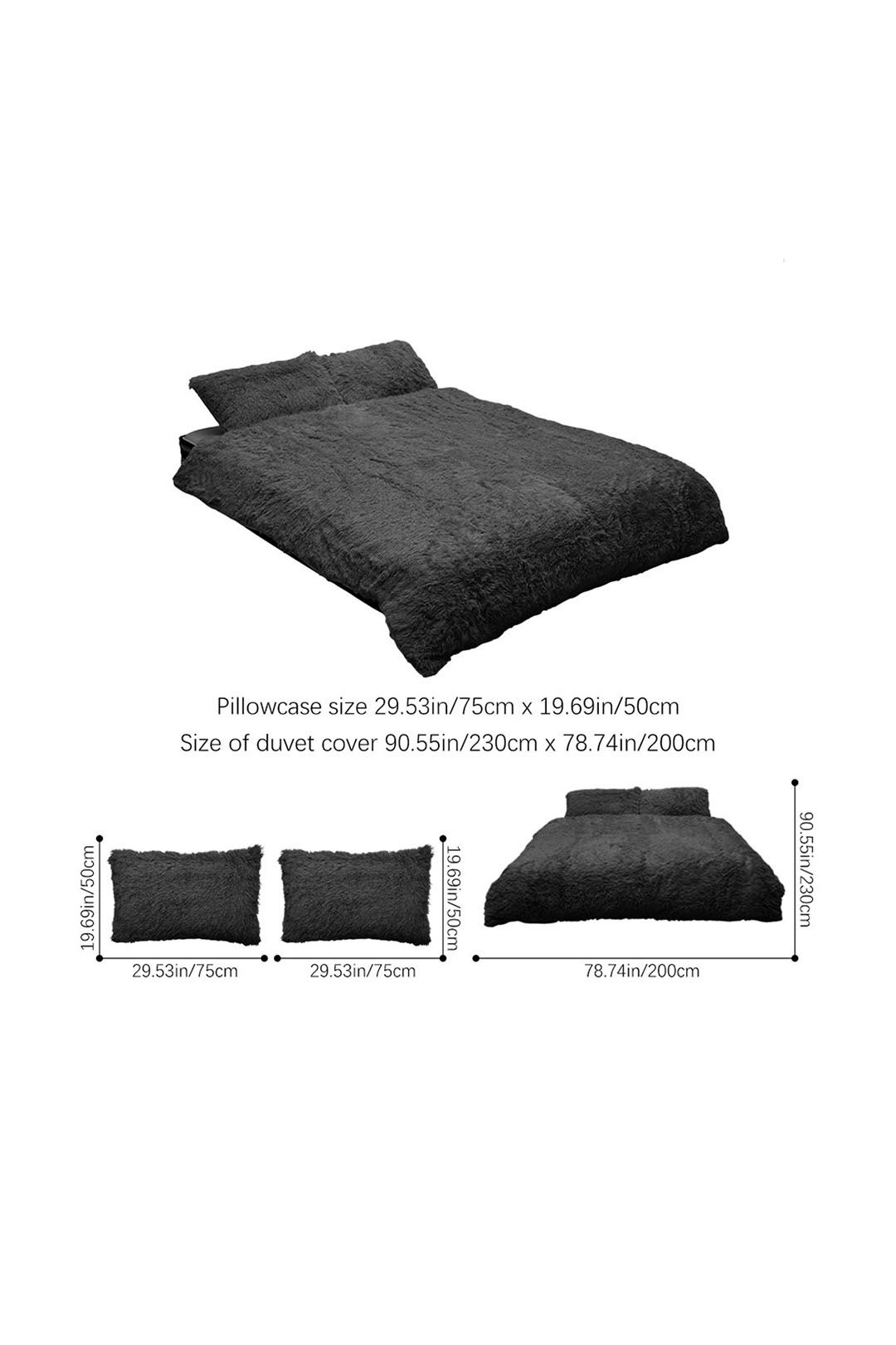 Living and Home Unisex 3Pcs Soft Skin-friendly Faux Mink Fleece Duvet Set in Dark Grey | : Single