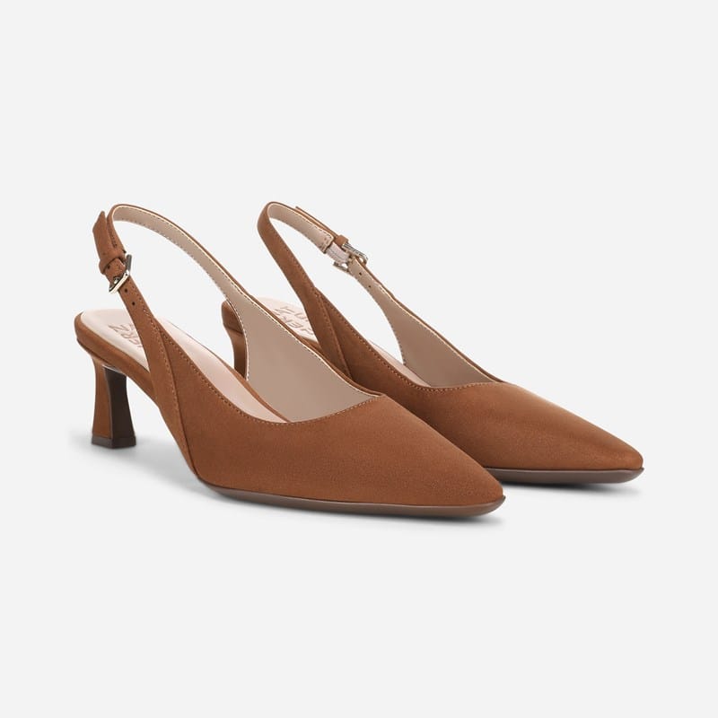 Tansy Slingback Dress Shoes, Dark Chestnut Brown Microfiber