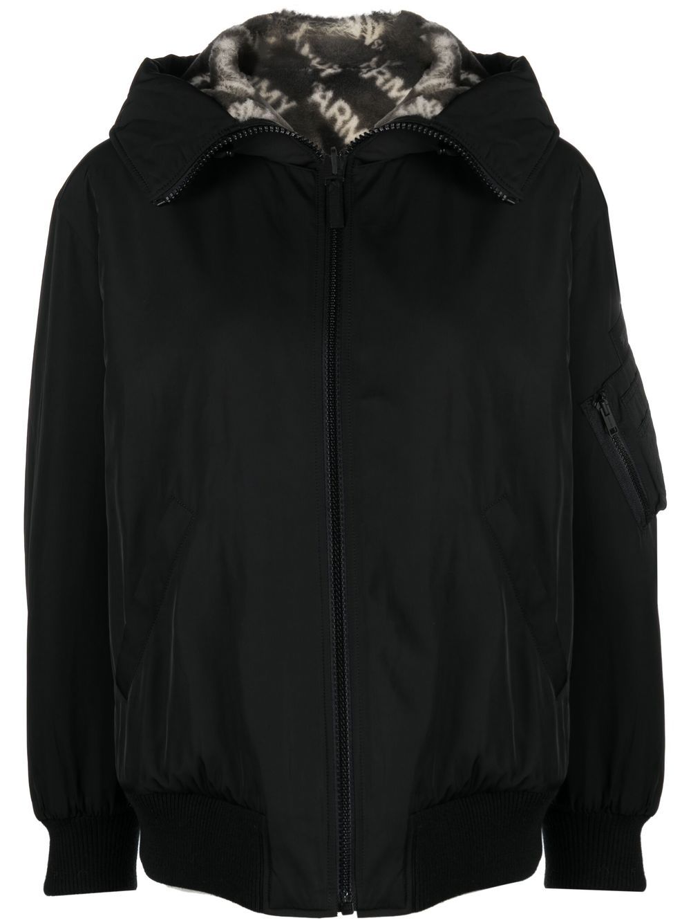Reversible hooded bomber jacket - Black