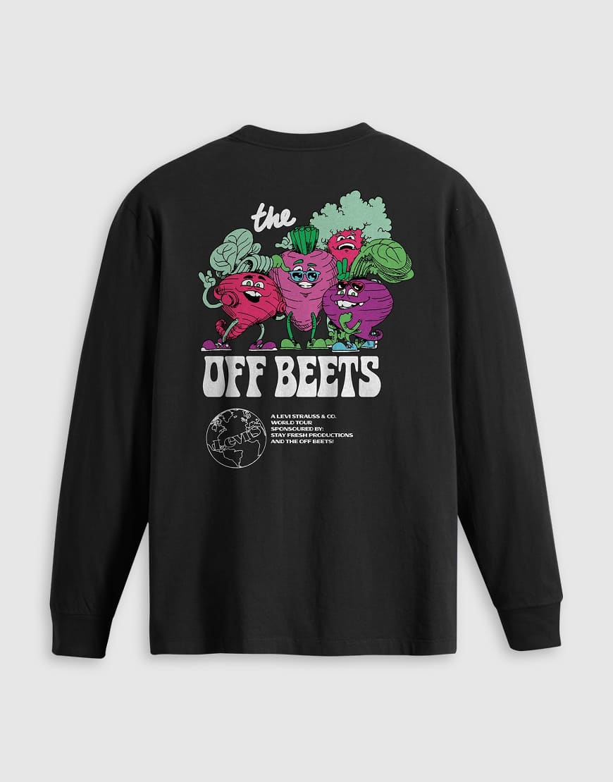 Off beets back print authentic fit long sleeve t-shirt in black