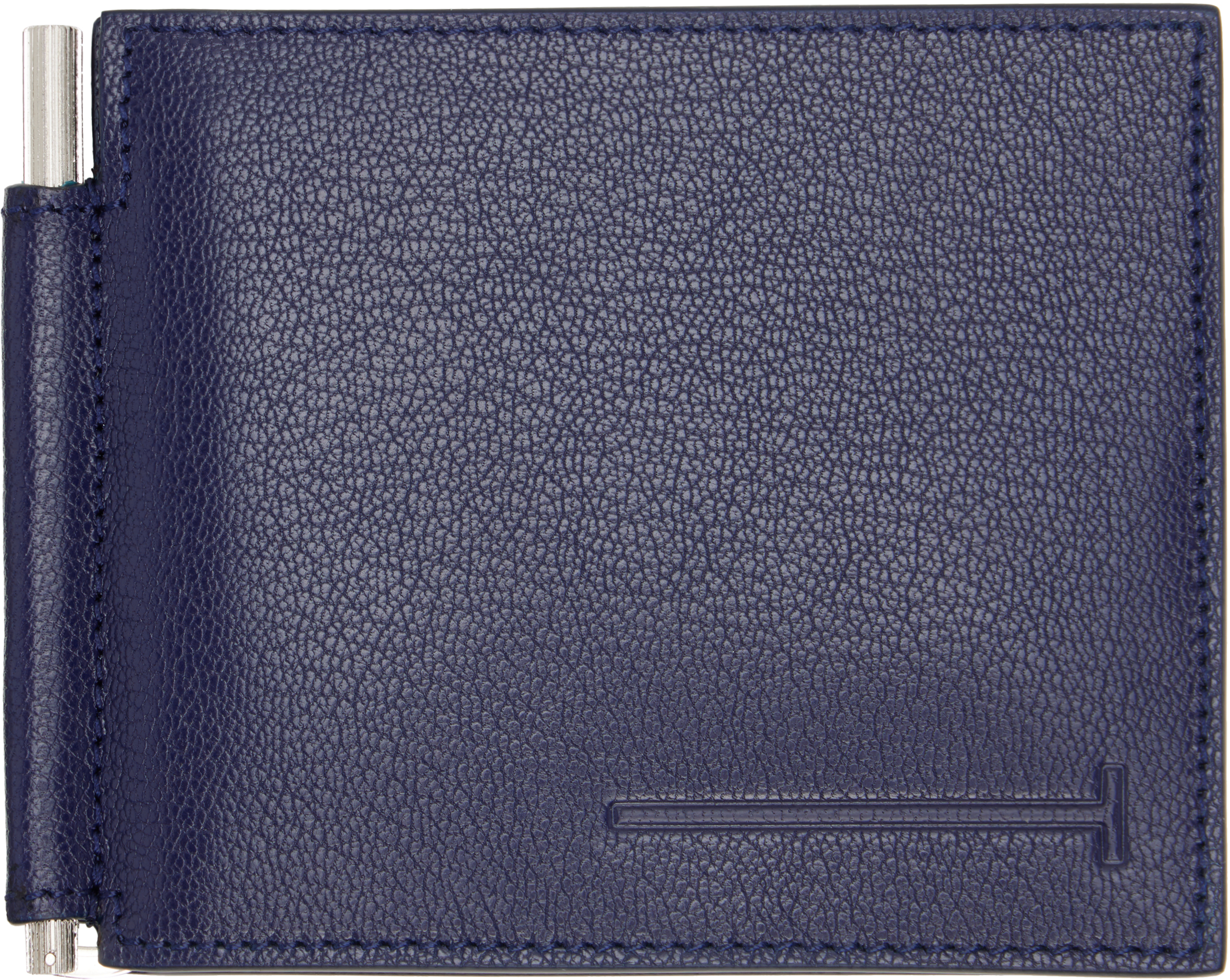 Navy Elongated T Line Money Clip Wallet