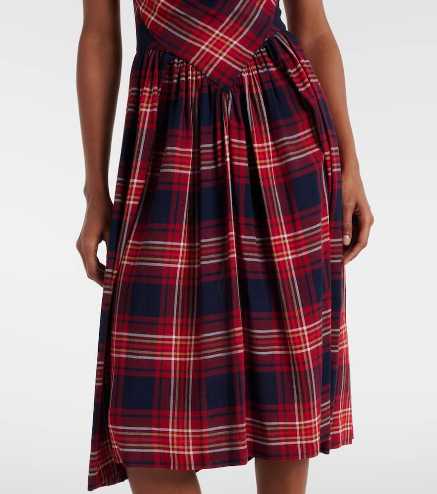 Sunday tartan draped bustier dress