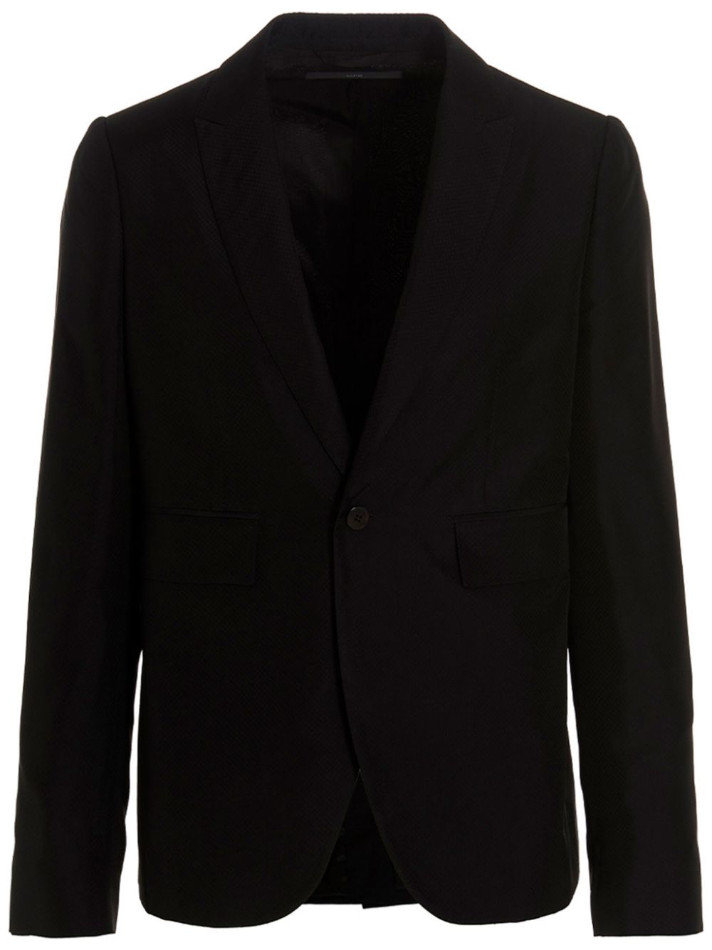 Single-breasted cotton-wool blazer - Black