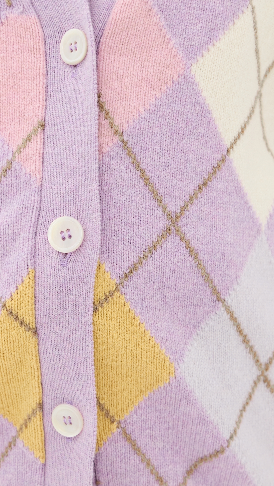 &Ava Argyle Wool Cardigan Lilac/White