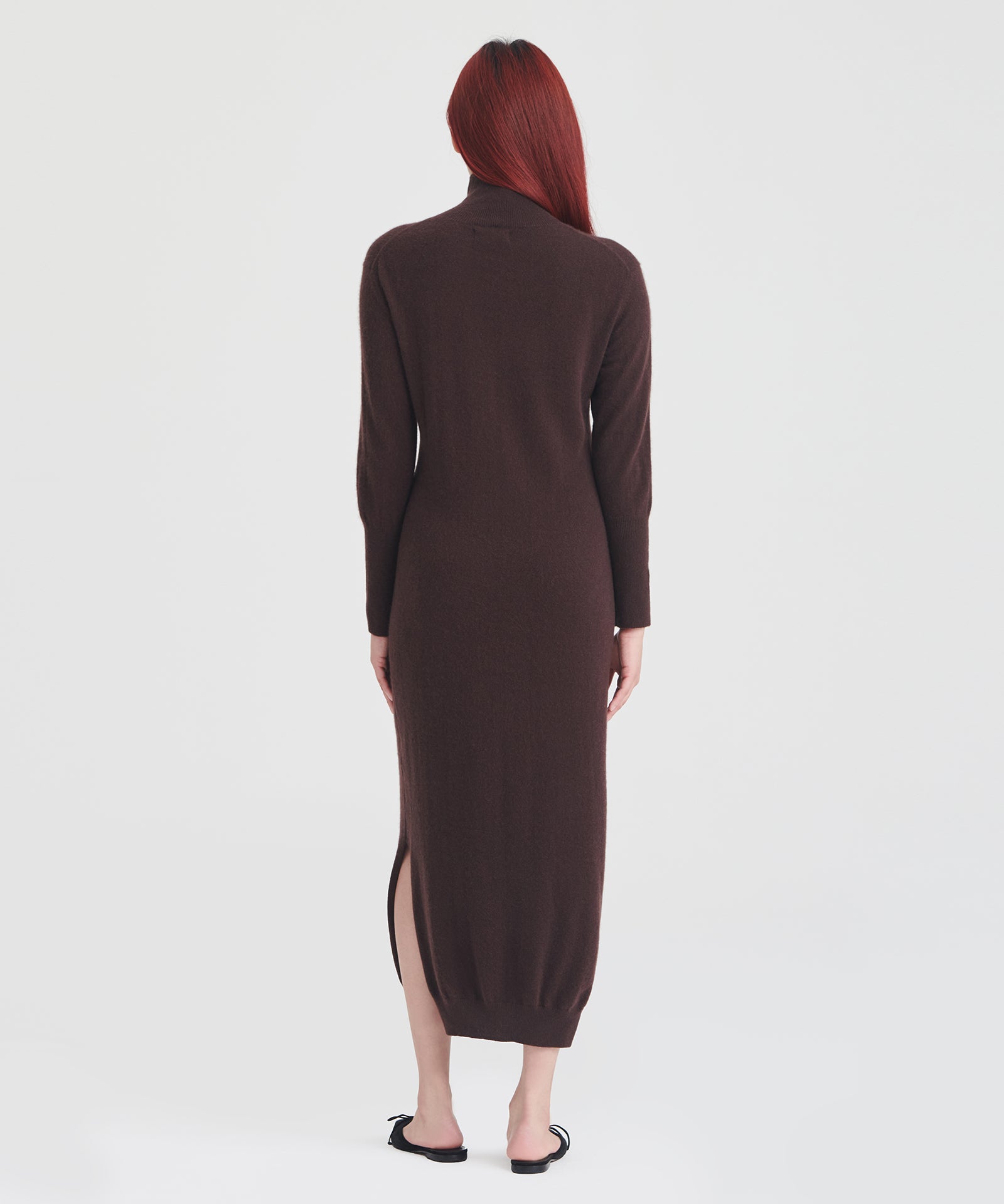 Signature Cashmere Turtleneck Dress with Slits