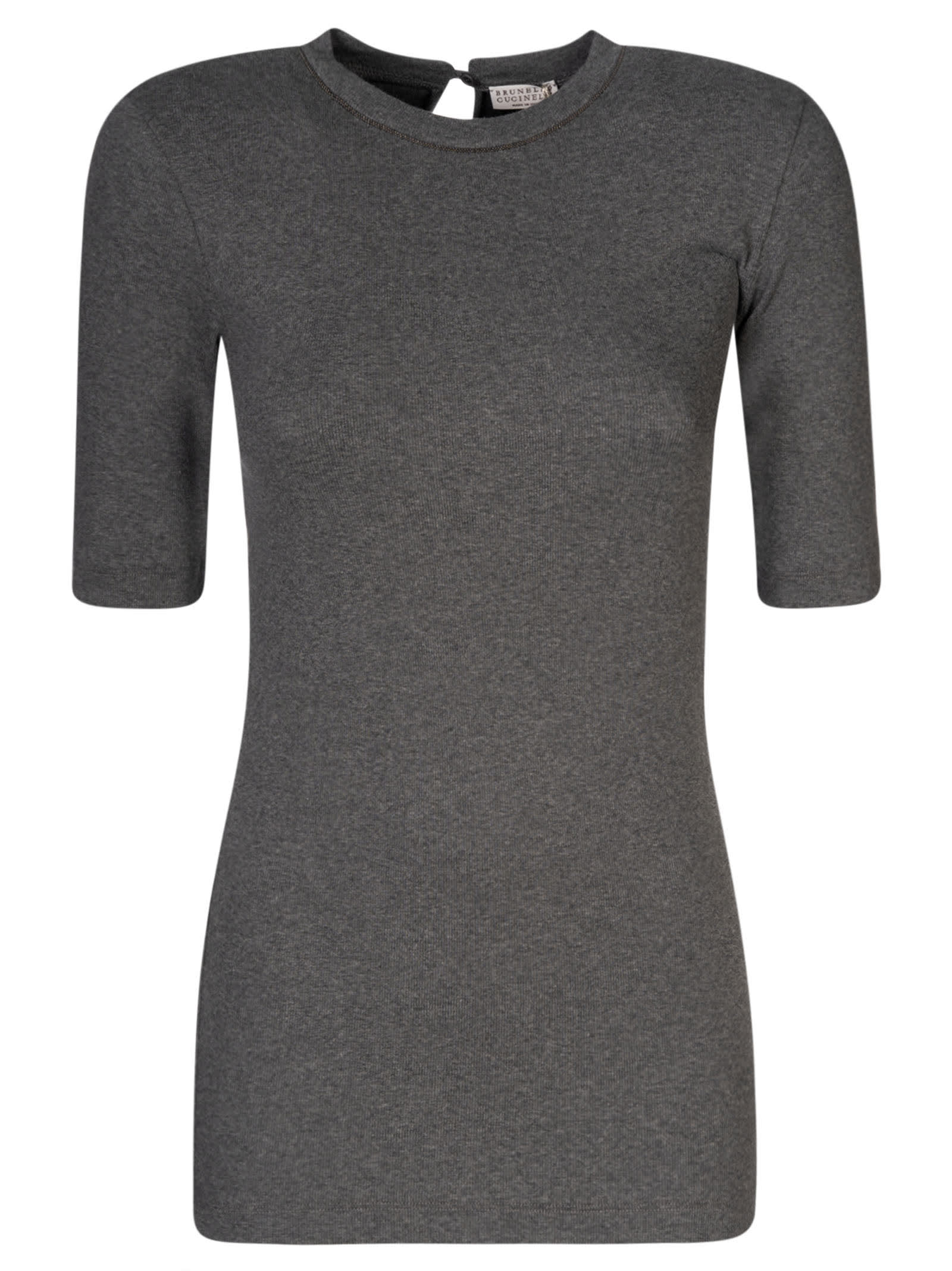 Fine-ribbed cotton T-shirt - Grey