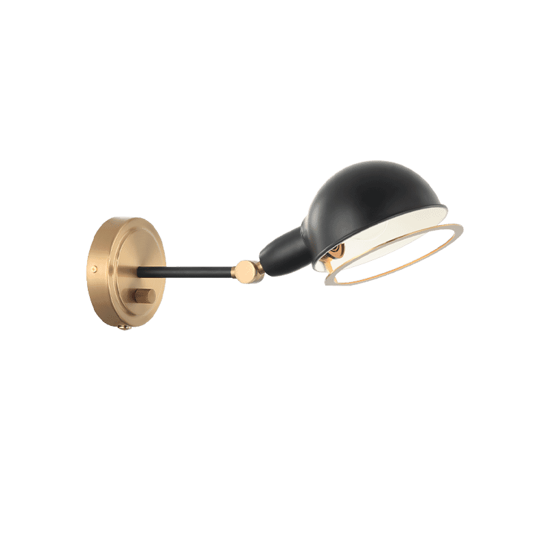 Aged Gold Brass Black One Light Wall Sconce from the Blare Collection