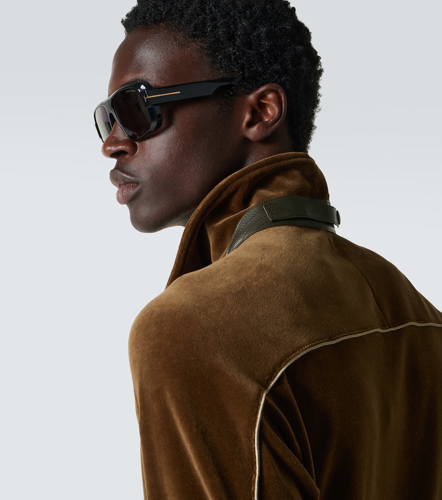 Cotton-blend velvet track jacket