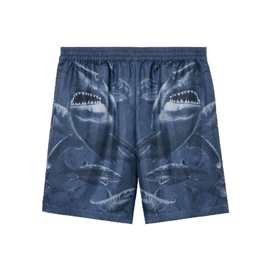 Shark-Print Silk Shorts