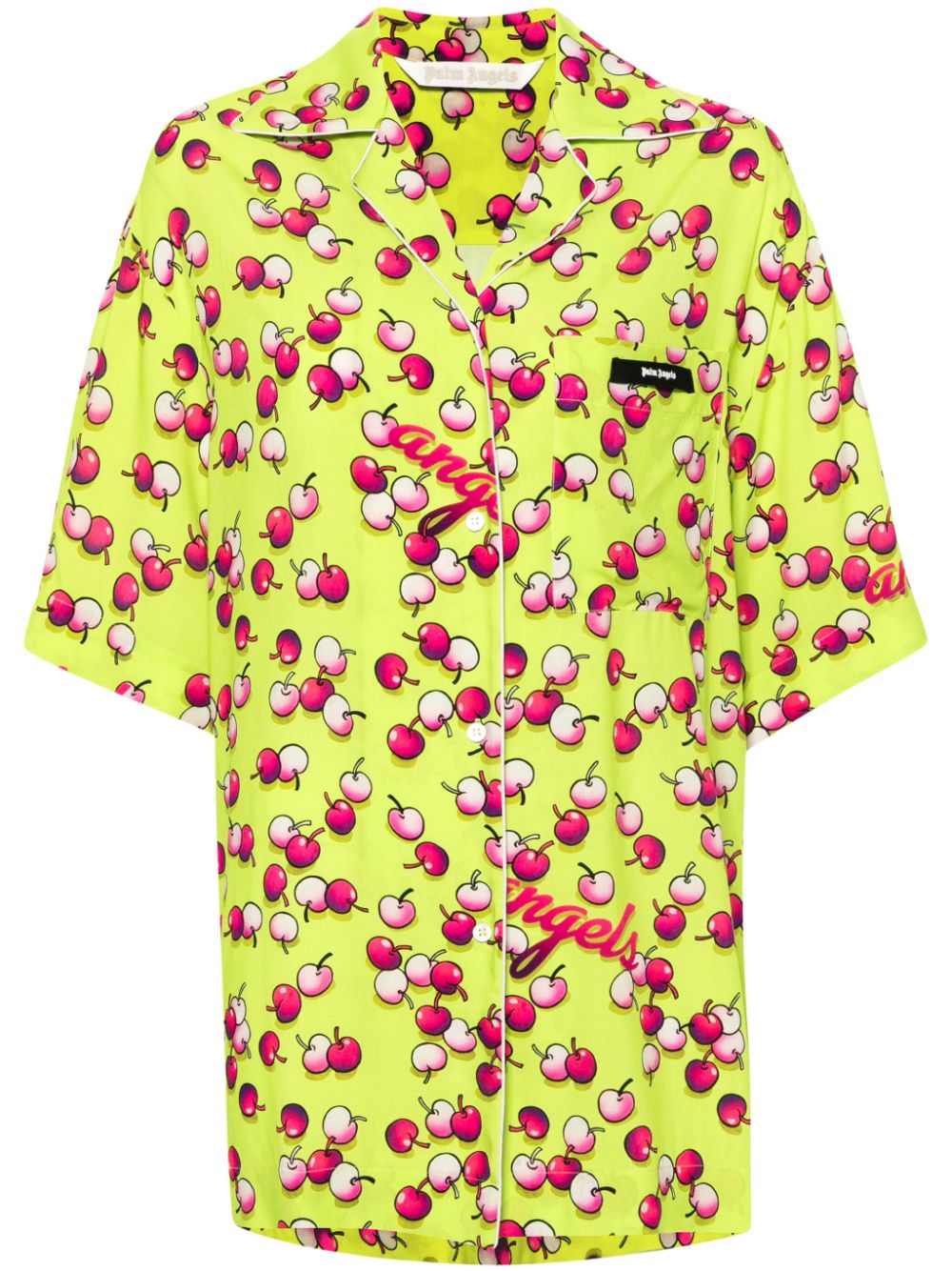 Cherries-patterned short-sleeved shirt - Green