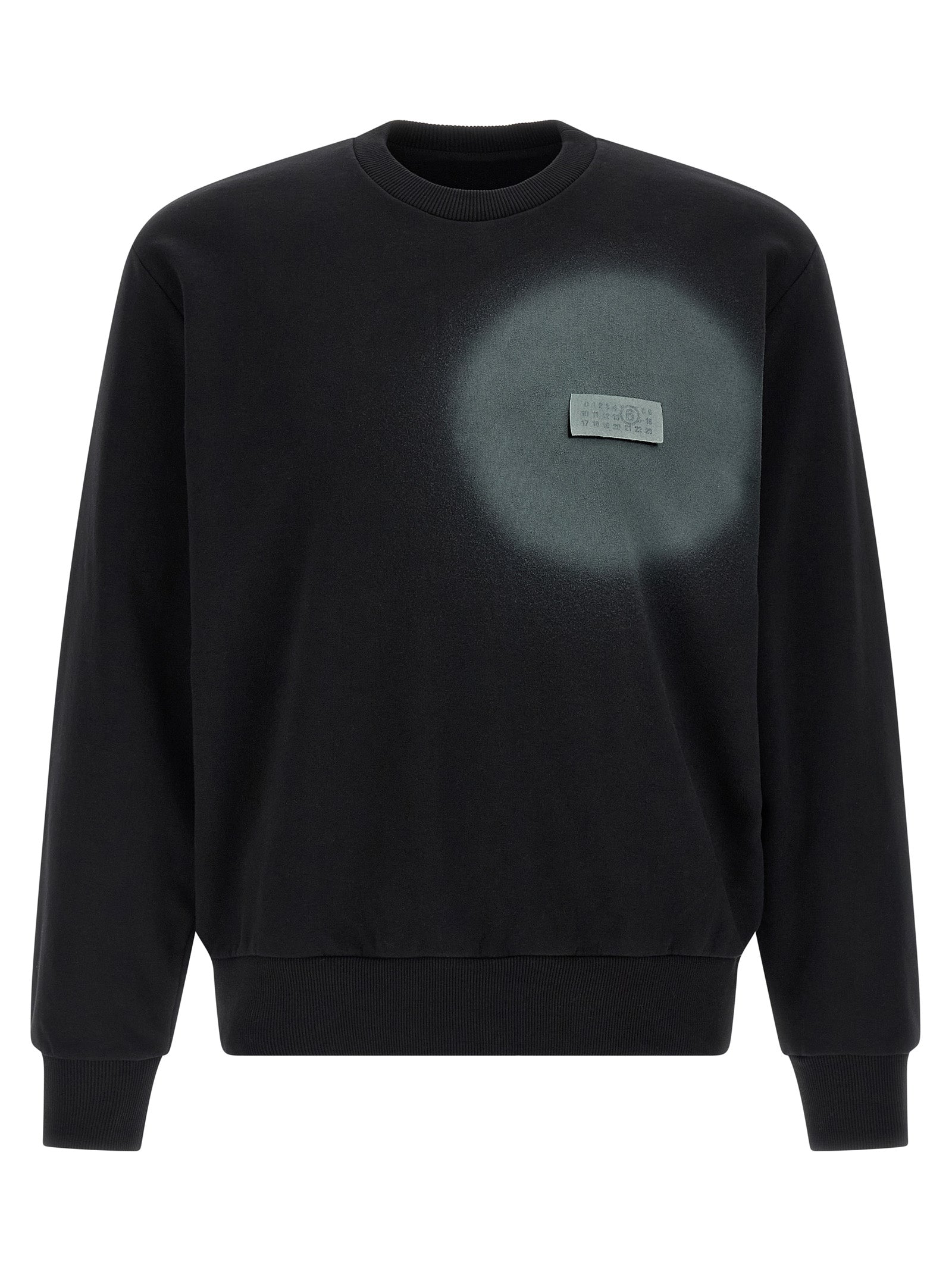 Numeric Signature Patch Cotton Sweatshirt — Black