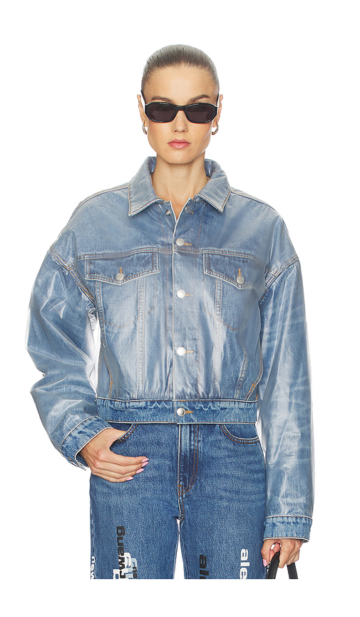 Alexander Wang Trucker Jacket in Vintage Marbled Blue - Blue. M/L also in