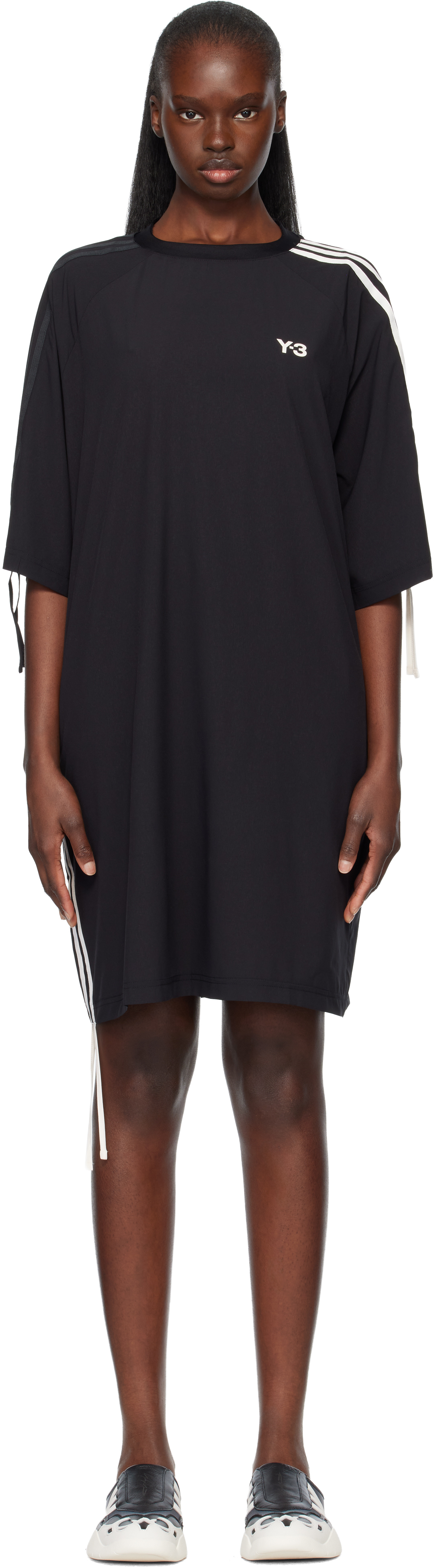 Black Cinch 3 Stripes Oversized Tee Midi Dress