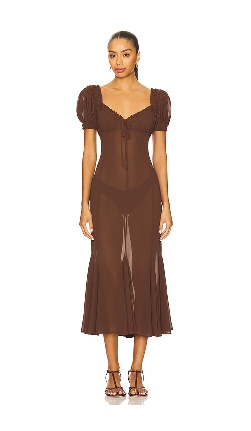 LPA Davina Midi Dress in Chocolate. - M also in XXS