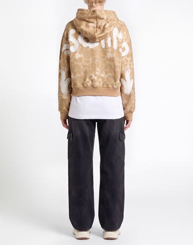 Woman Sweatshirt Sand Size L Cotton