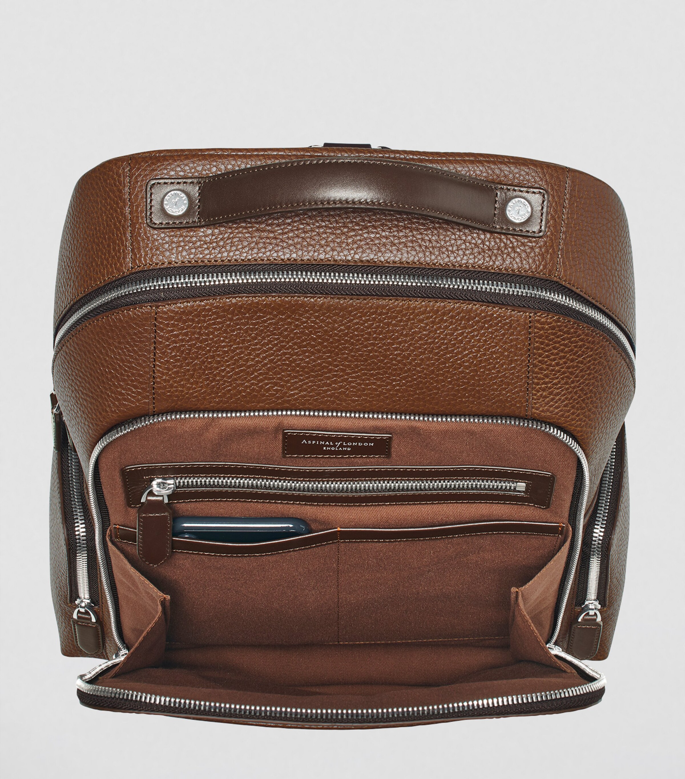 Pebble Leather Reporter Zipped Backpack