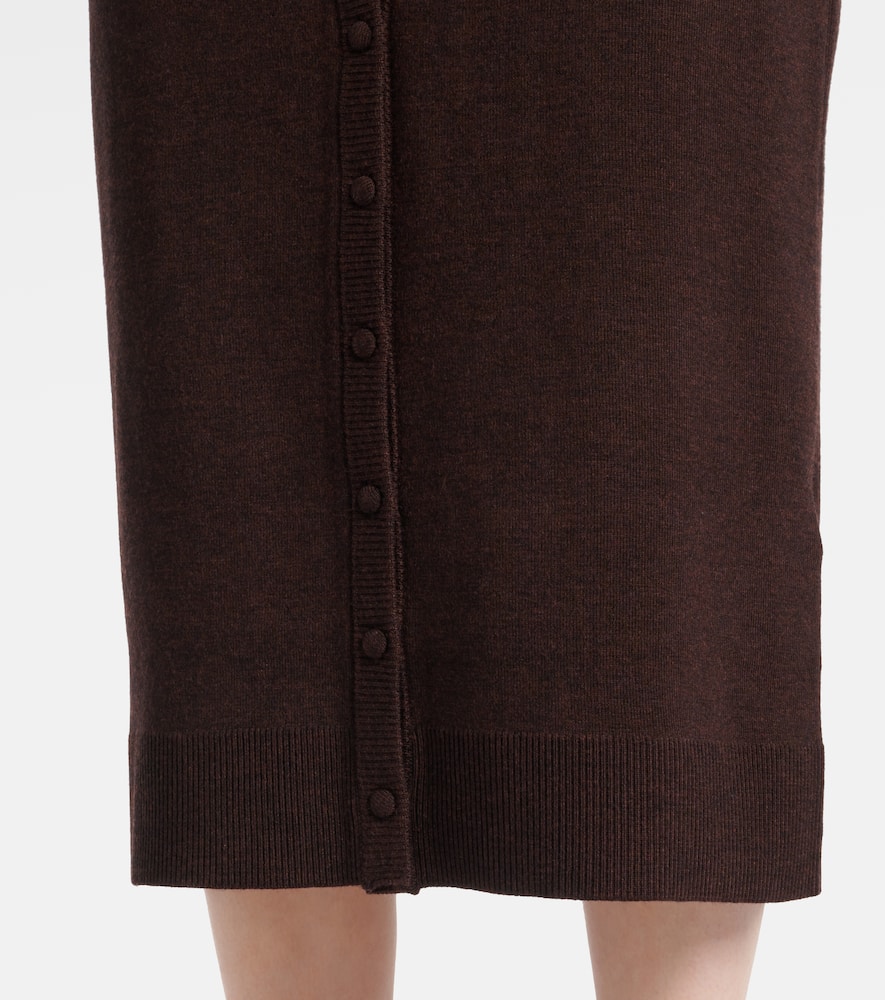 Knitted wool-blend midi skirt