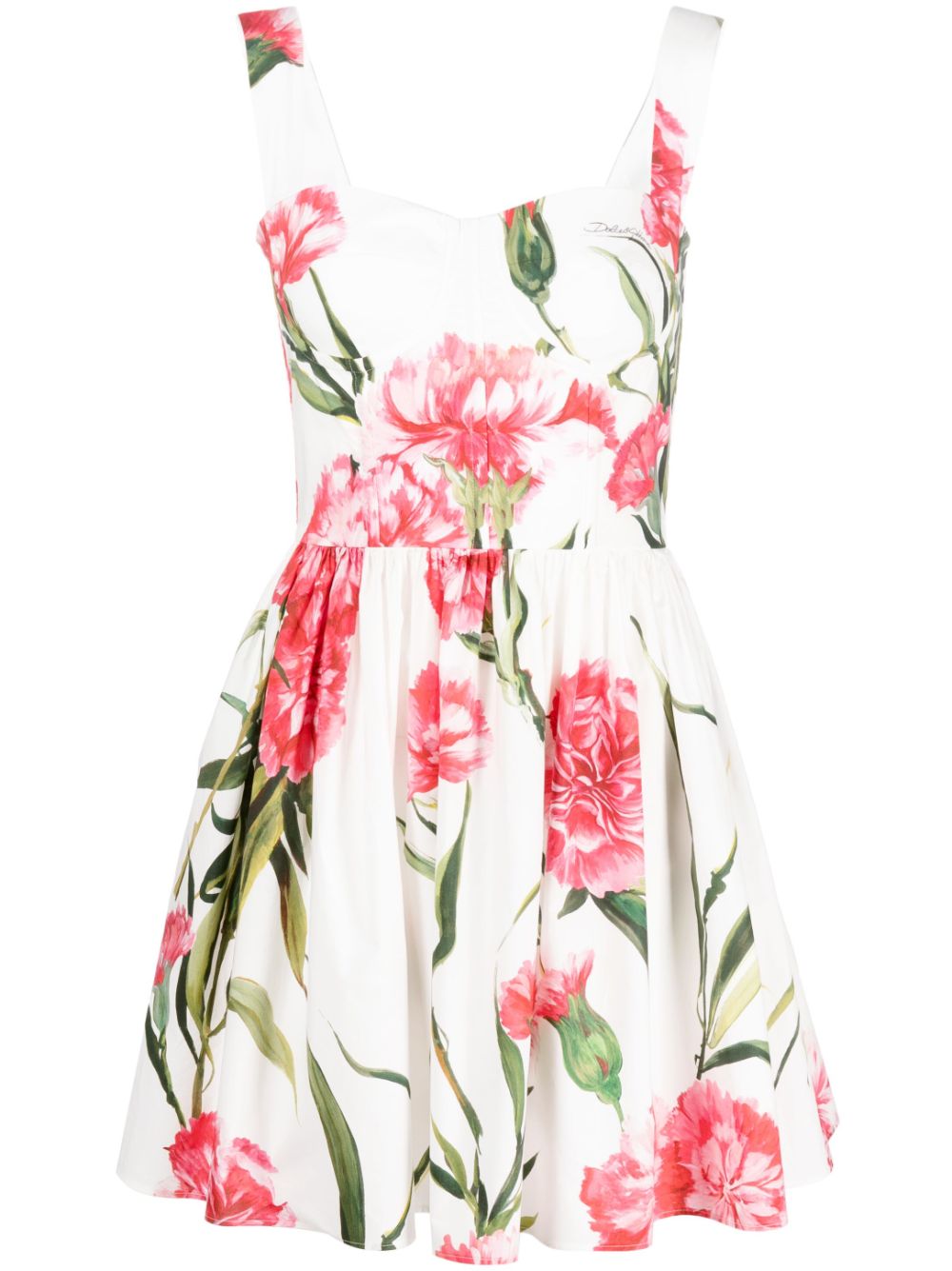Floral-print sleeveless dress - White