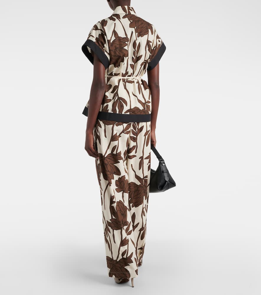 Belted floral cotton shirt