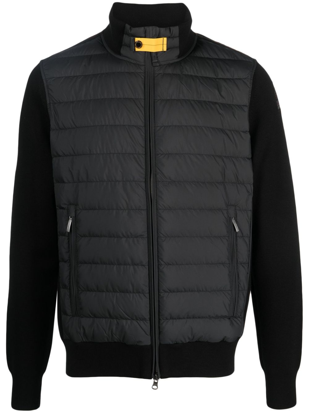 Funnel-neck zipped padded jacket - Black