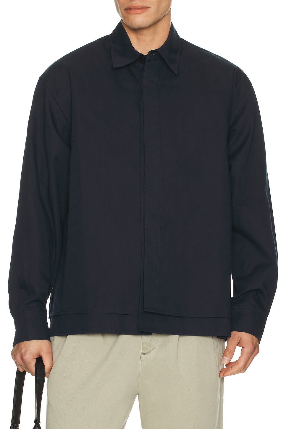 Le17Septembre Double Layered Cotton Shirt in Navy. 52. Also