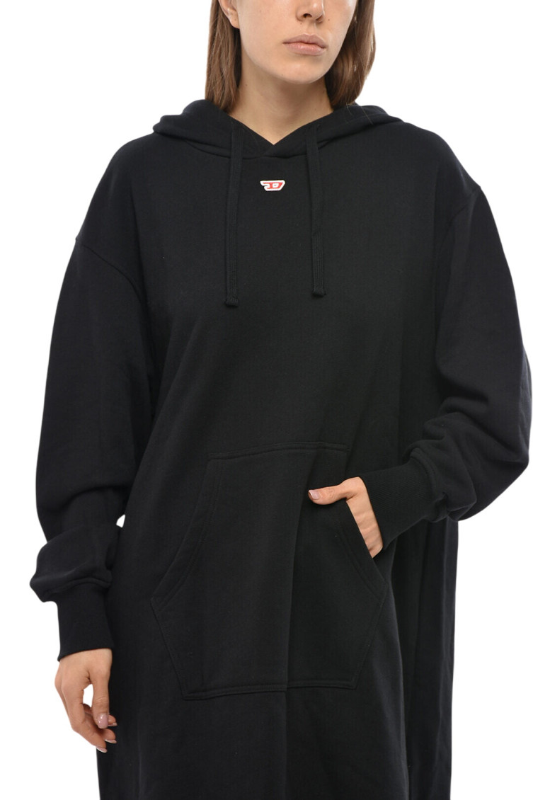 Black Logo Hood Midi Dress