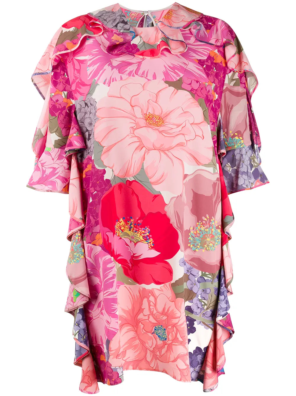 Floral Print Ruffled Dress — Pink