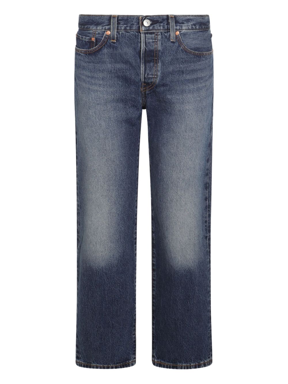 Faded-effect straight-leg jeans - Blue