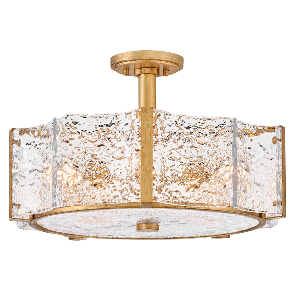 Distressed Brass LED Semi-Flush Mount from the Florian Collection