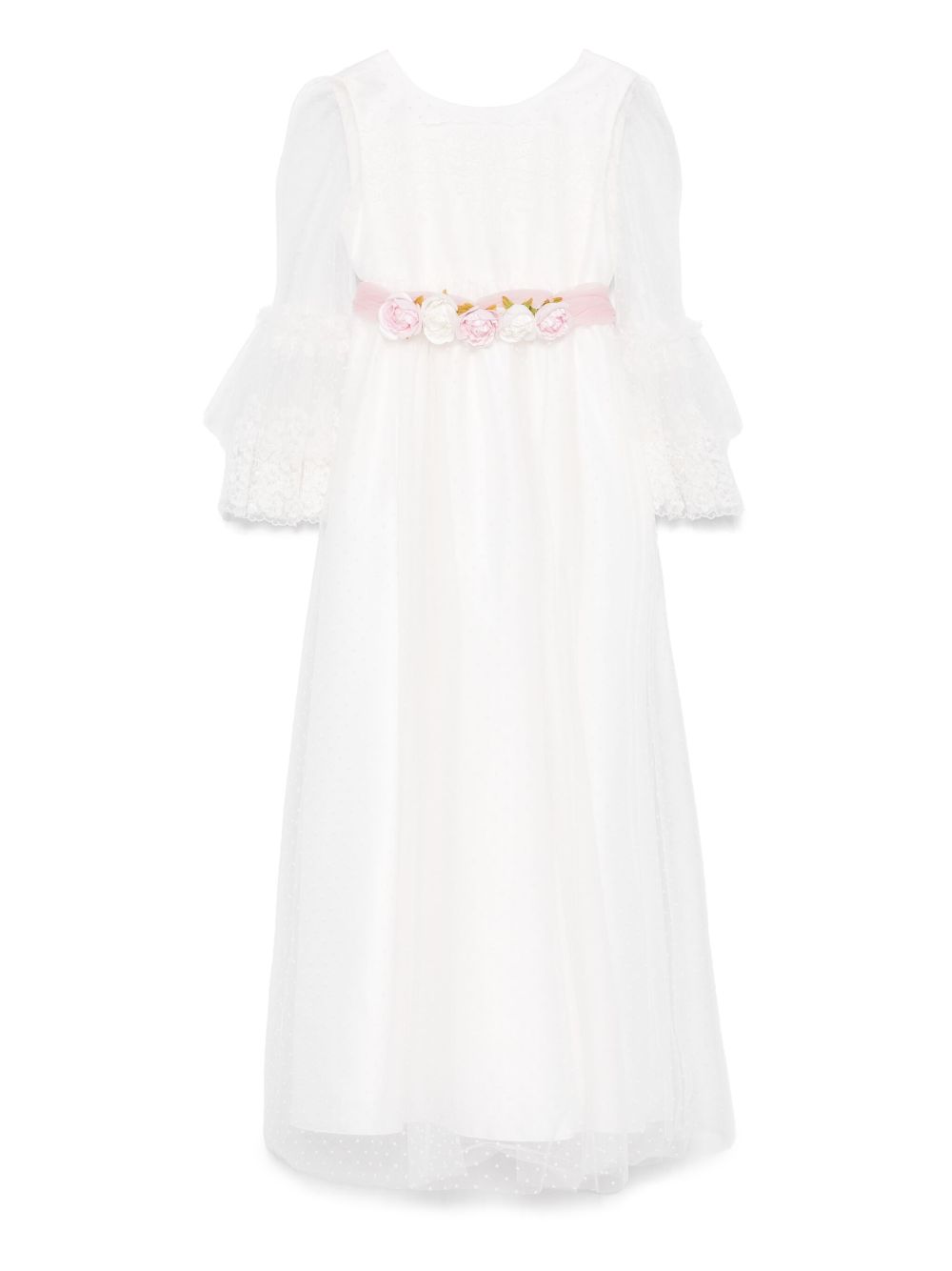 Floral-embroidery dress - White