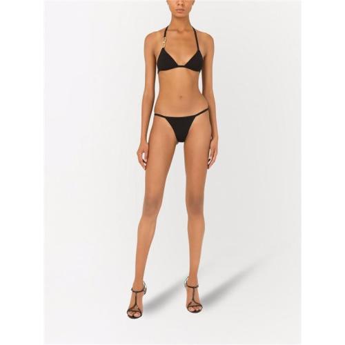 Halterneck logo-plaque bikini - Black