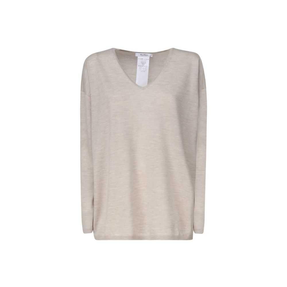 Cashmere V-Neck Sweater — Beige