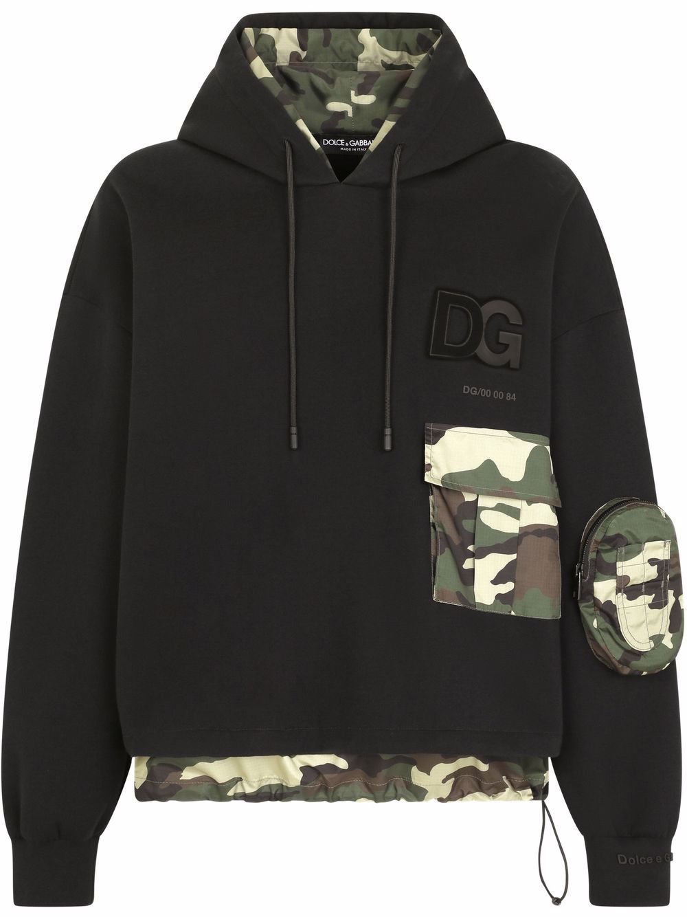 Camouflage-print logo hoodie - Black