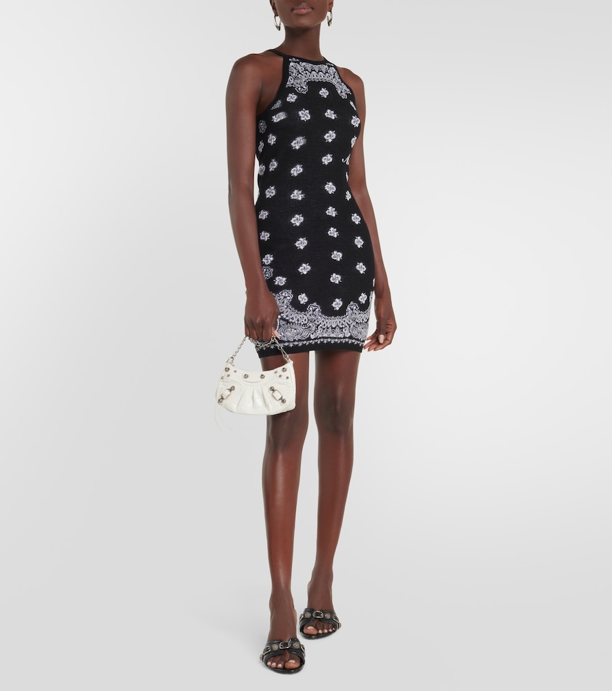 Bandana-printed halterneck cotton minidress