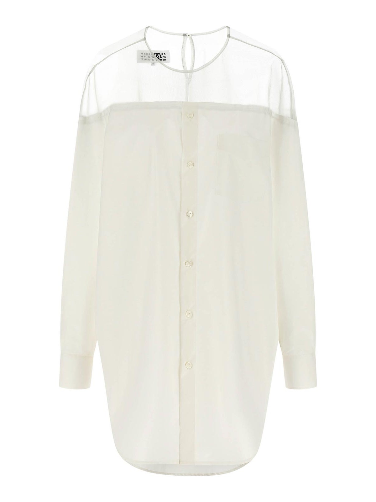 Tulle Insert Shirt White Cotton Shirt, Blouse - Women