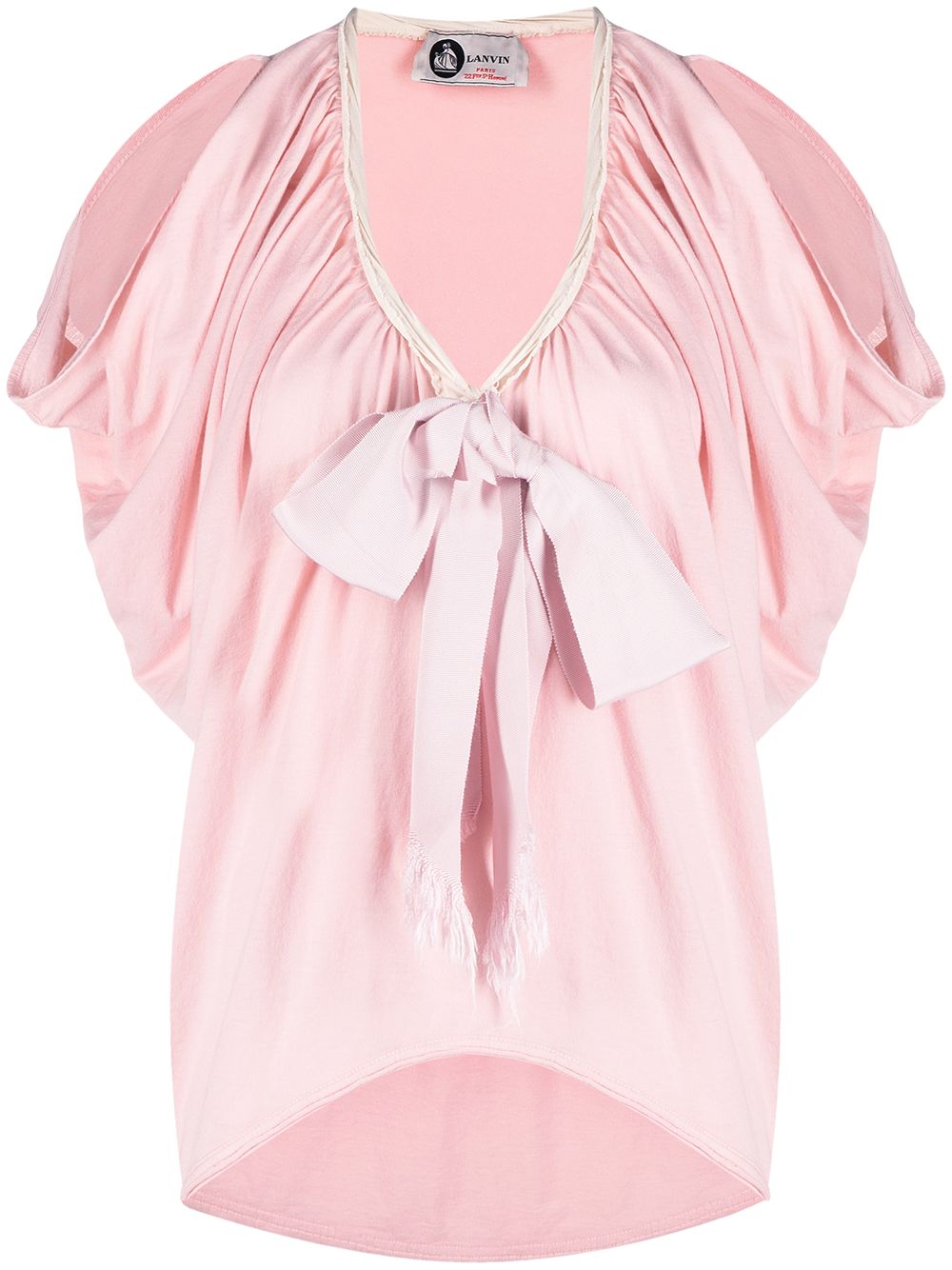 2000s bow detail ruched blouse - Pink