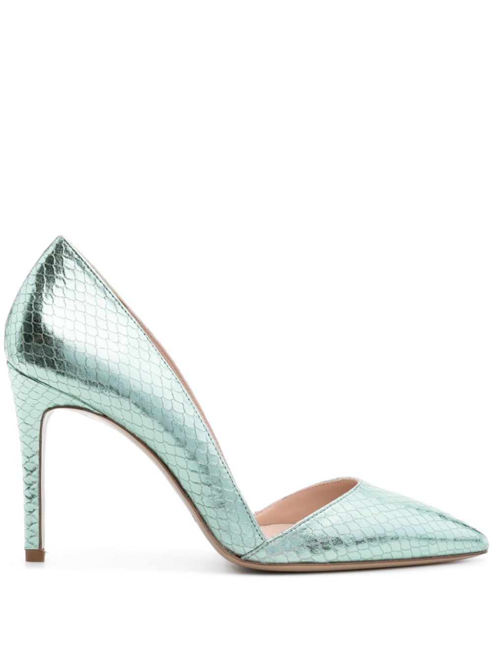 Snakeskin-effect leather pumps - Green