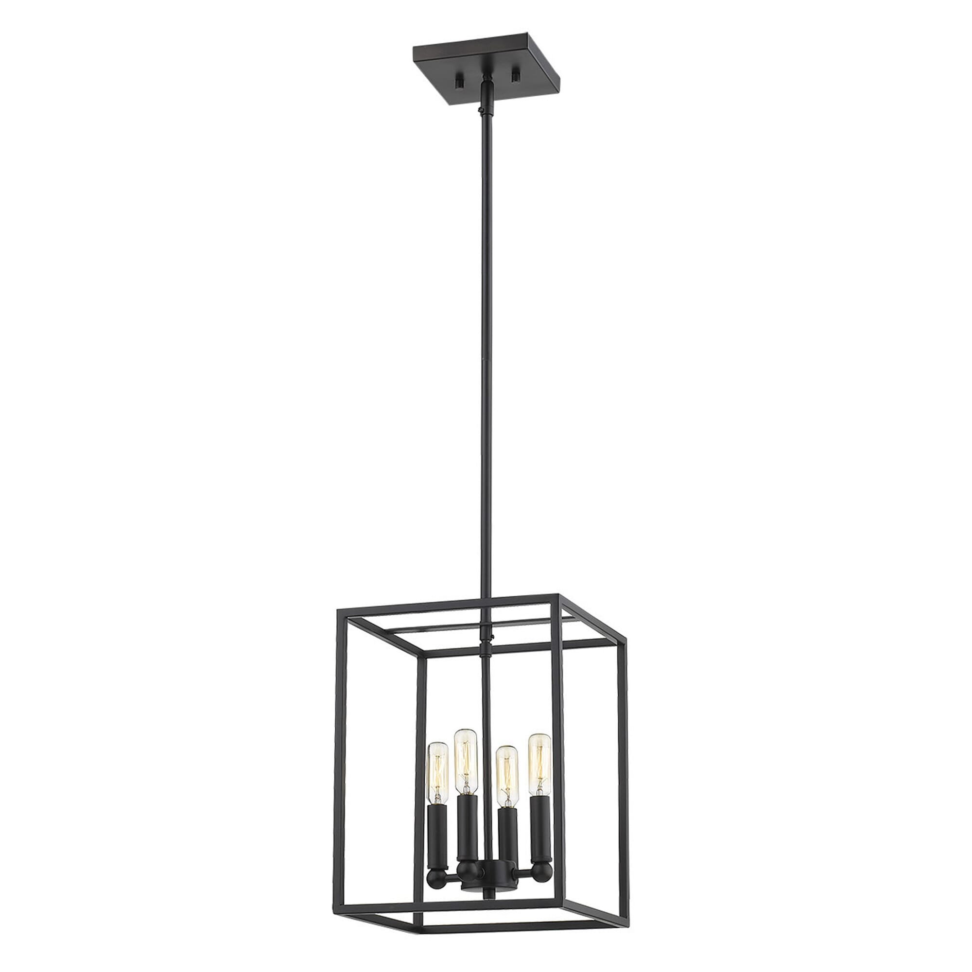 Matte Black Four Light Pendant from the Cobar Collection